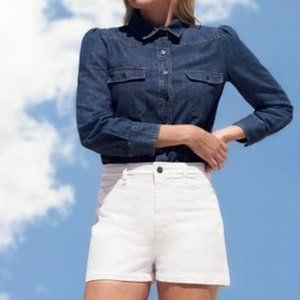 G. Label Mel Jean Shorts In White Denim, Size 28